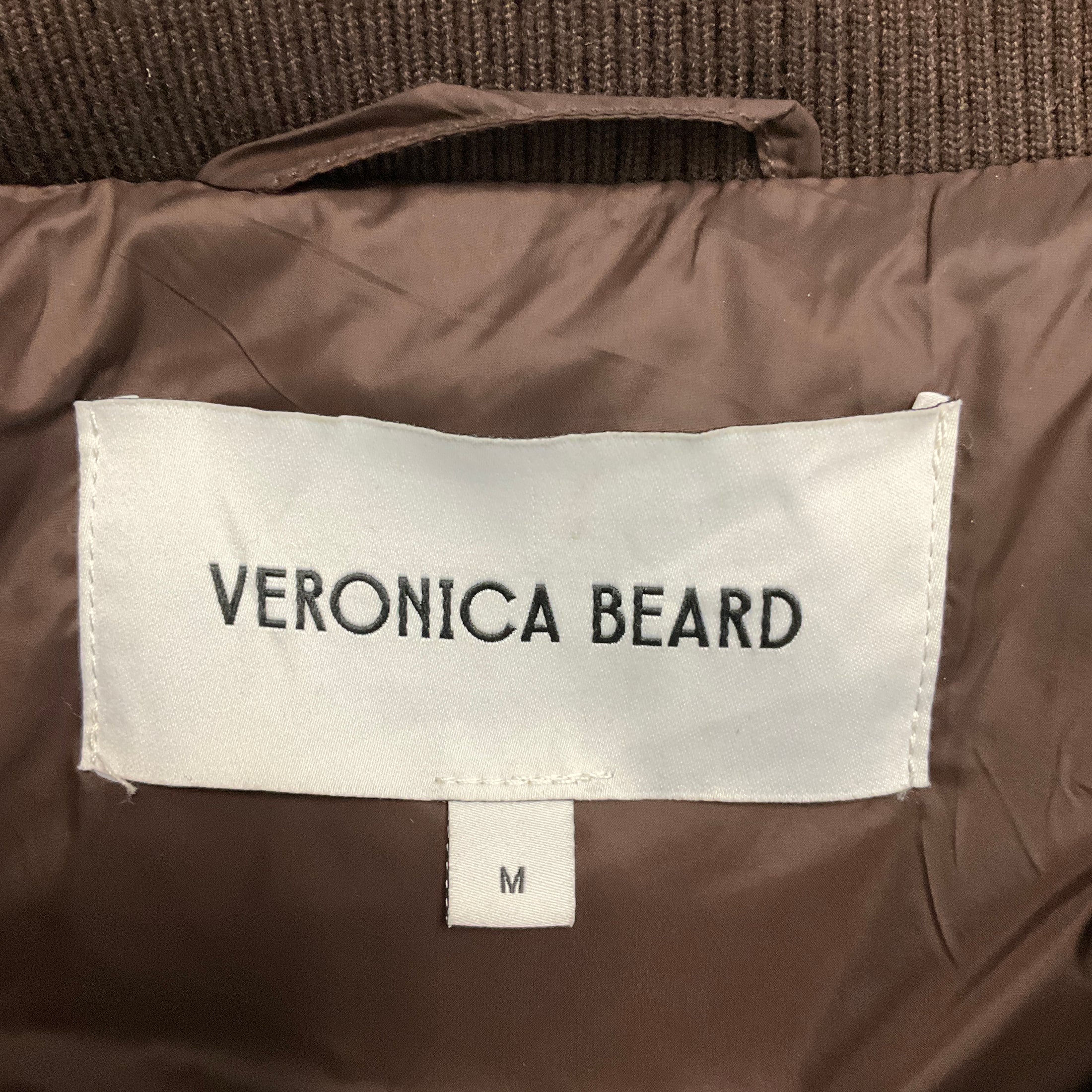 Veronica Beard Dark Chocolate Ethan Mixed Media Puffer Jacket