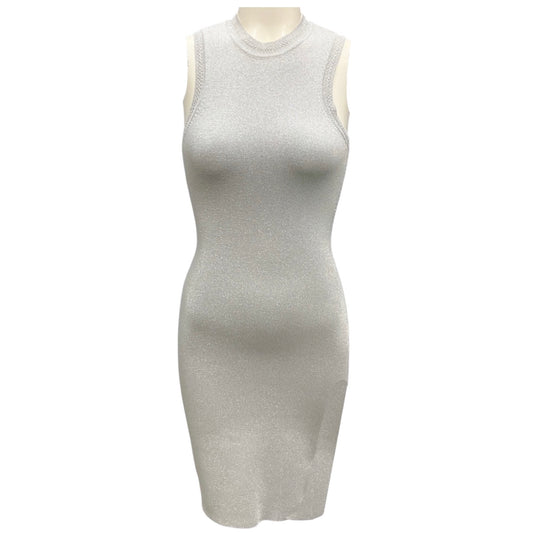 VB Body by Victoria Beckham Silver Lurex Fitted Mini Dress