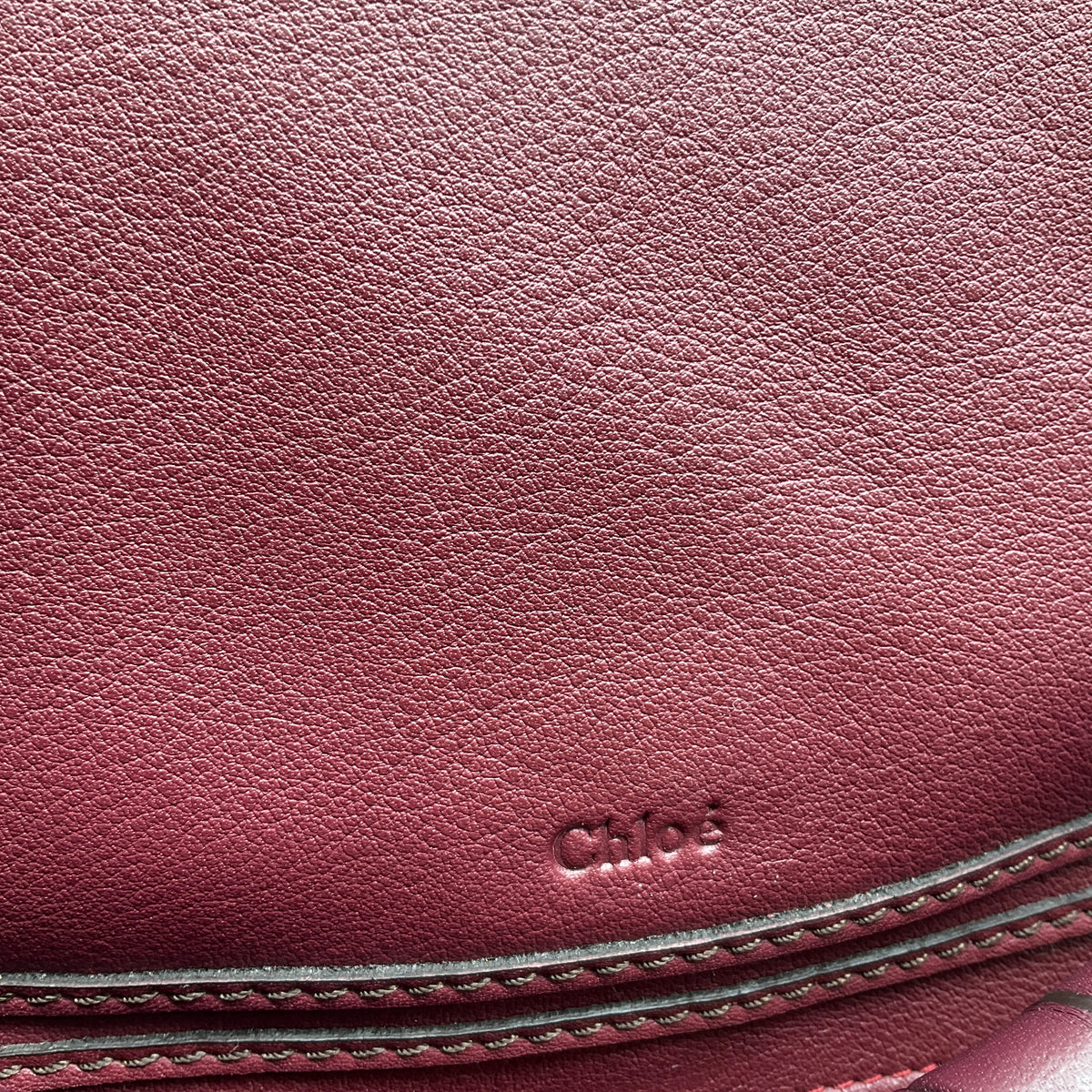 Chloe Burgundy Grained Calfskin Leather Large Marcie Satchel Bag