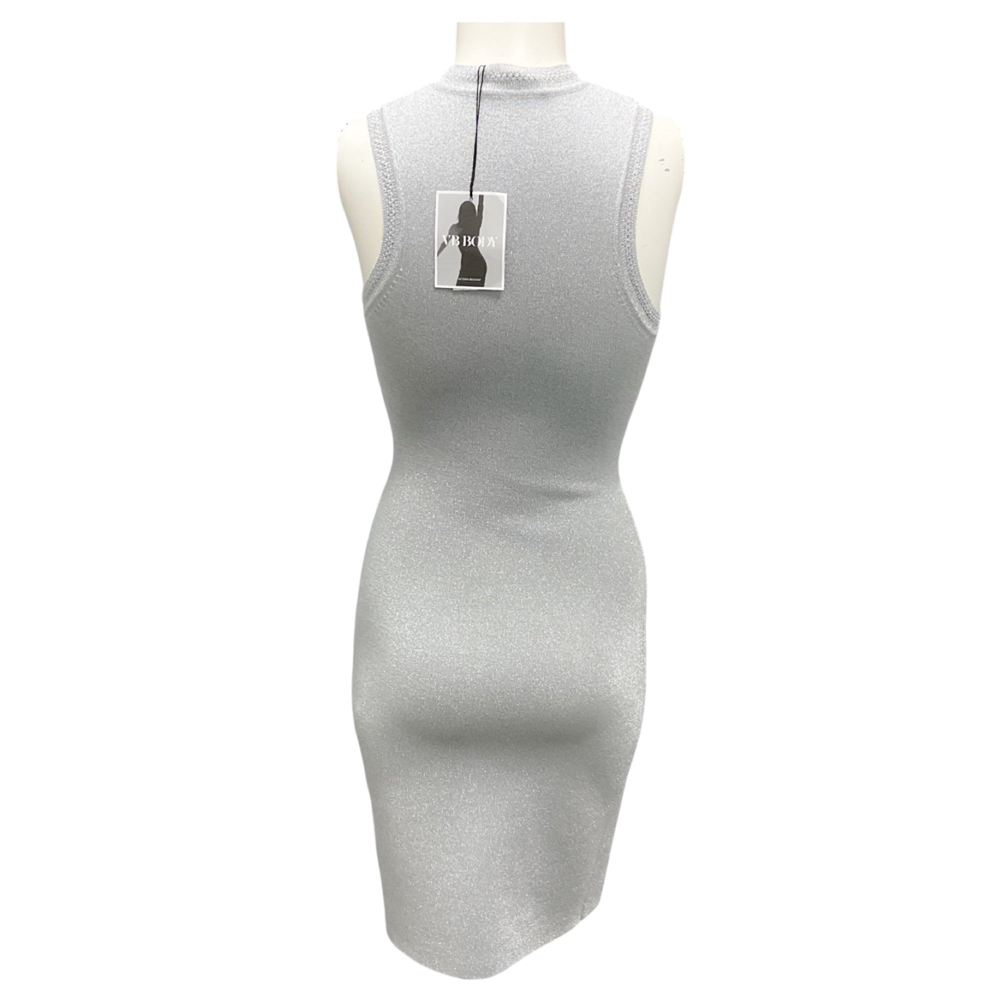 VB Body by Victoria Beckham Silver Lurex Fitted Mini Dress