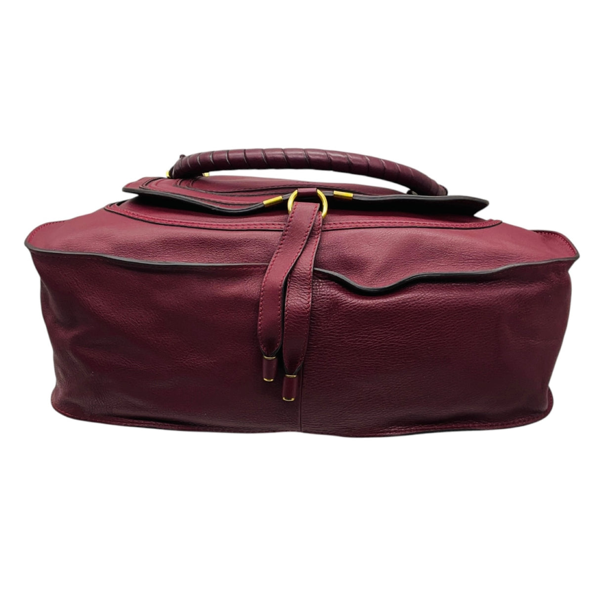 Chloe Burgundy Grained Calfskin Leather Large Marcie Satchel Bag