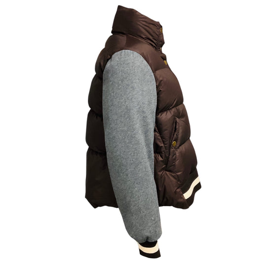 Veronica Beard Dark Chocolate Ethan Mixed Media Puffer Jacket