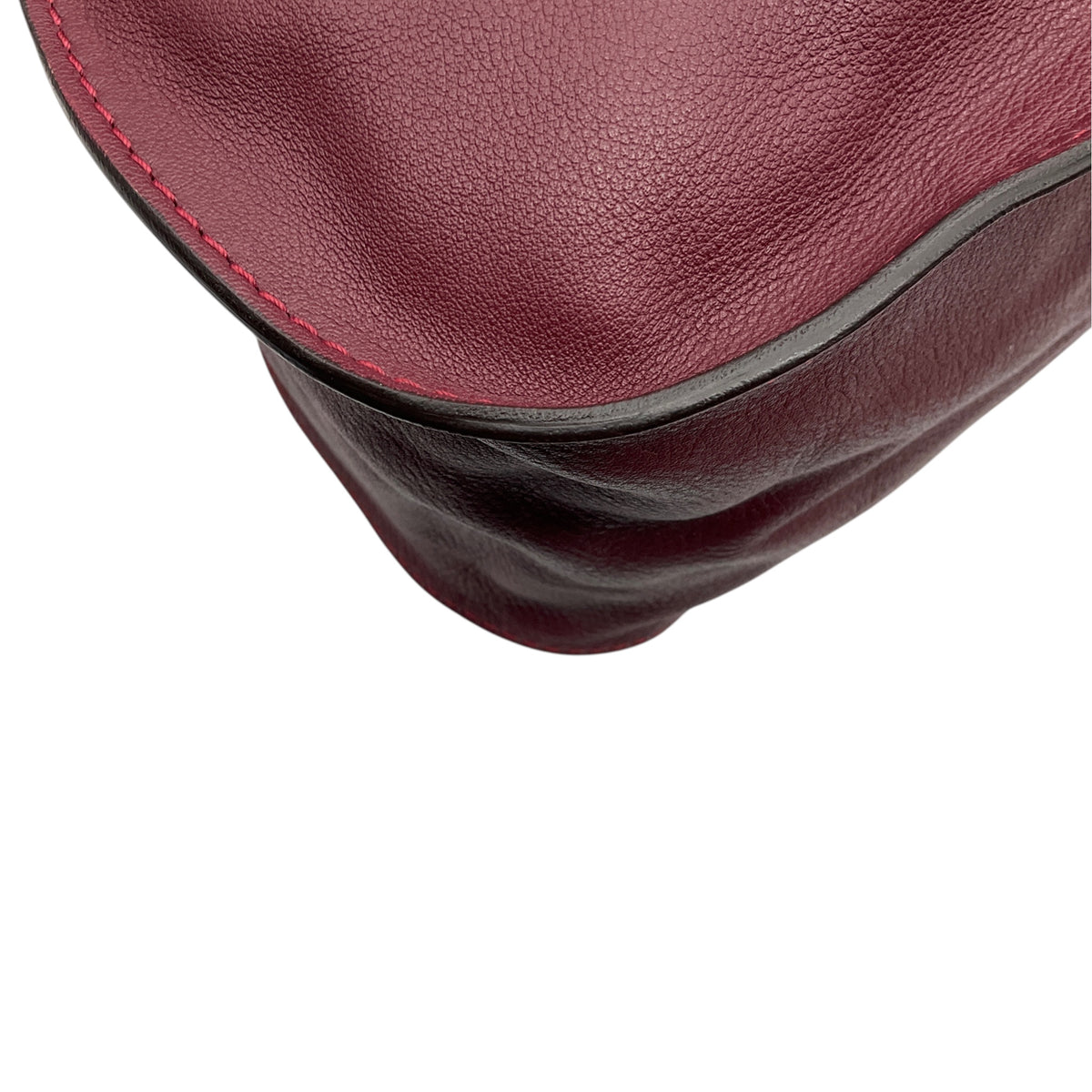 Chloe Burgundy Grained Calfskin Leather Large Marcie Satchel Bag