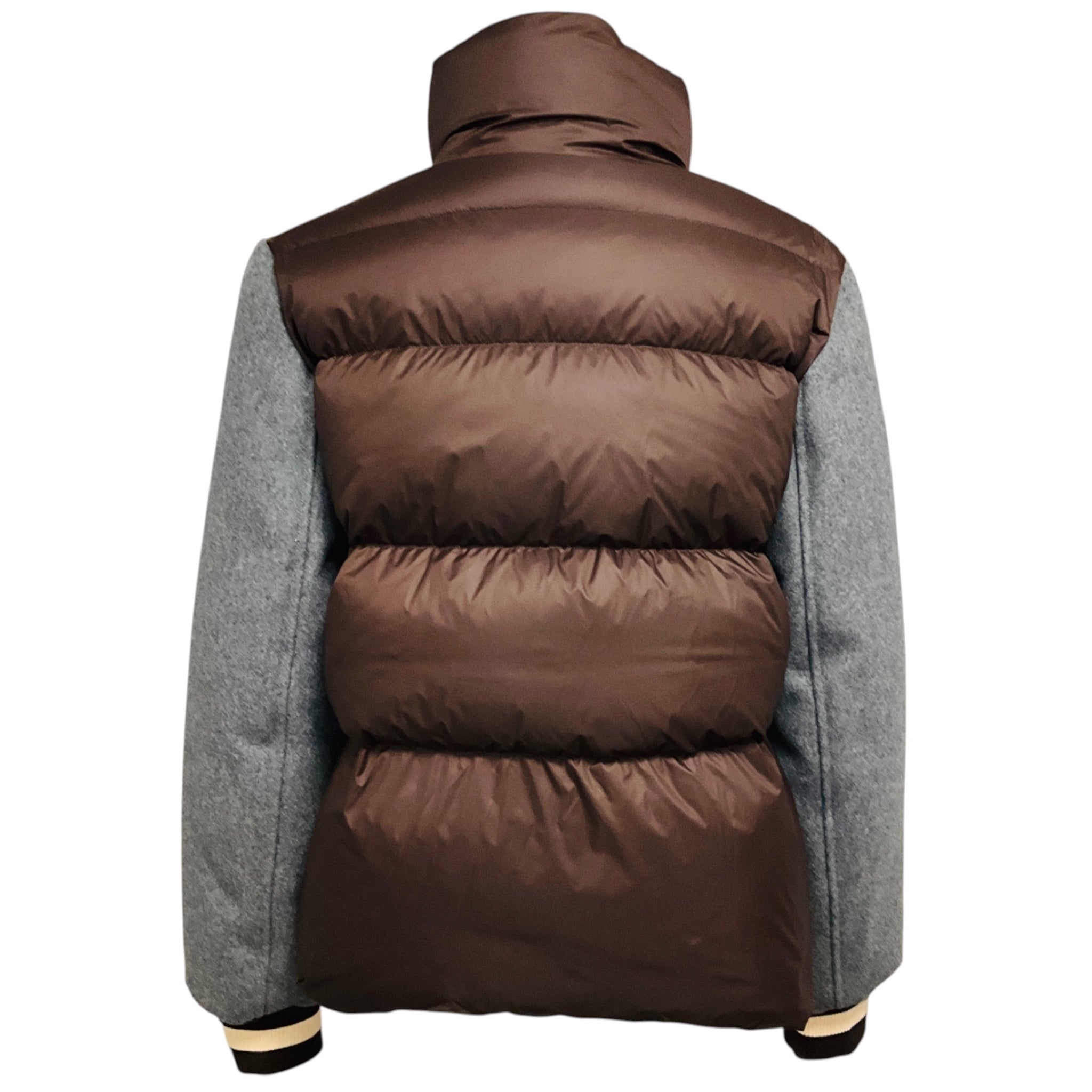 Veronica Beard Dark Chocolate Ethan Mixed Media Puffer Jacket