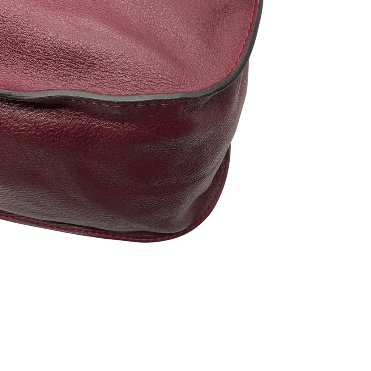 Chloe Burgundy Grained Calfskin Leather Large Marcie Satchel Bag