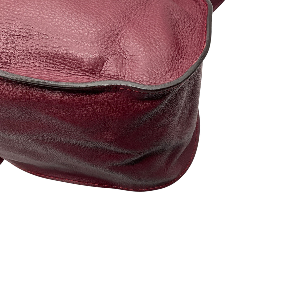 Chloe Burgundy Grained Calfskin Leather Large Marcie Satchel Bag