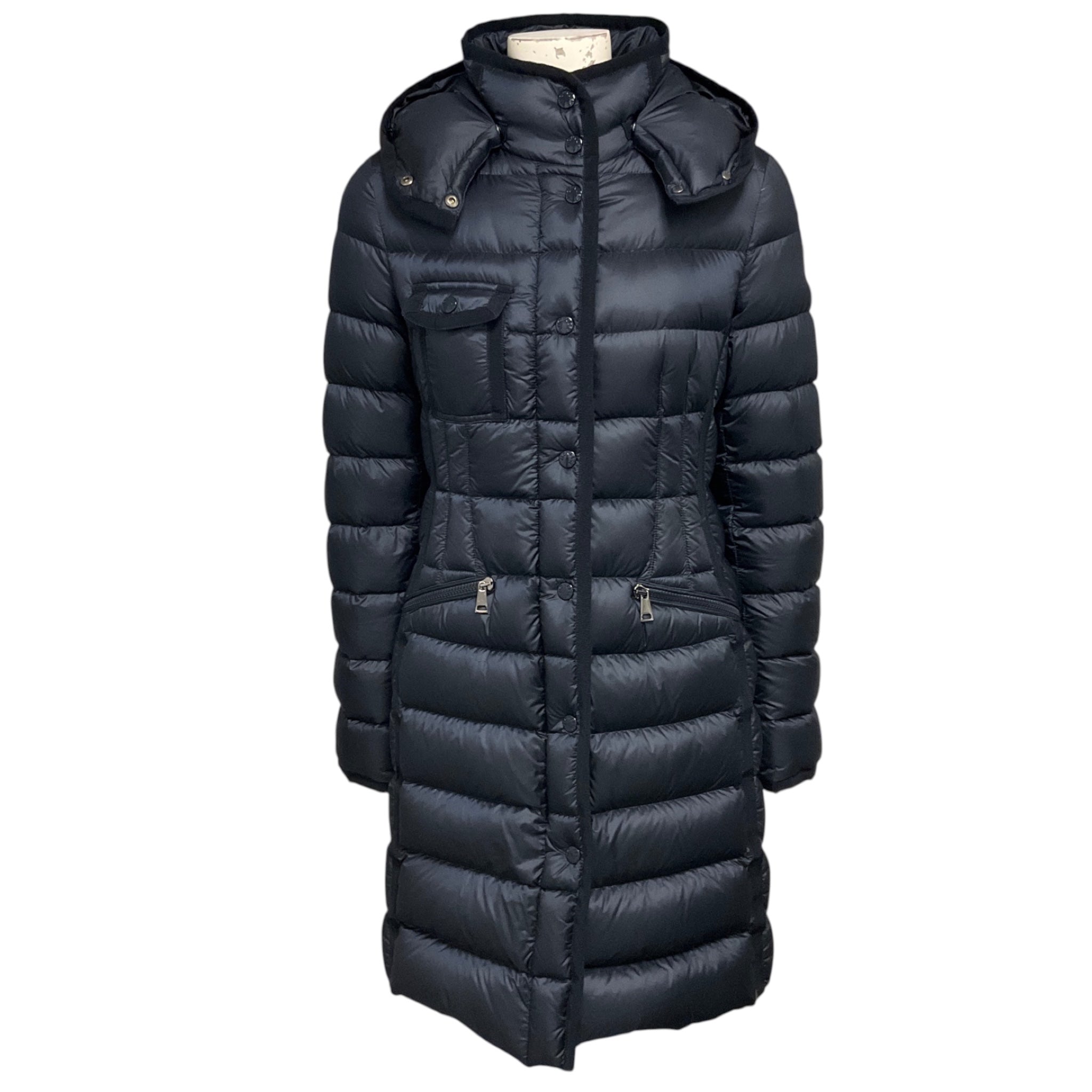 Moncler Navy Blue Hermine Hooded Puffer Coat