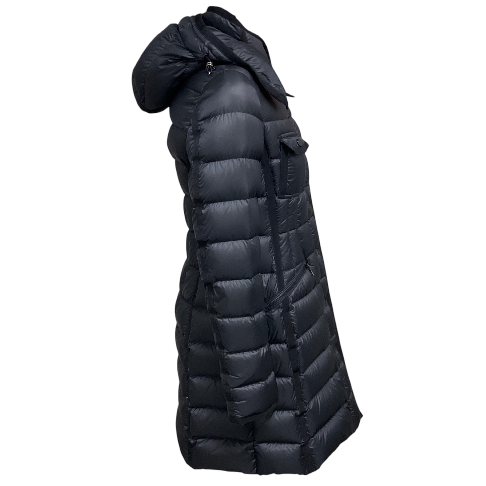 Moncler Navy Blue Hermine Hooded Puffer Coat