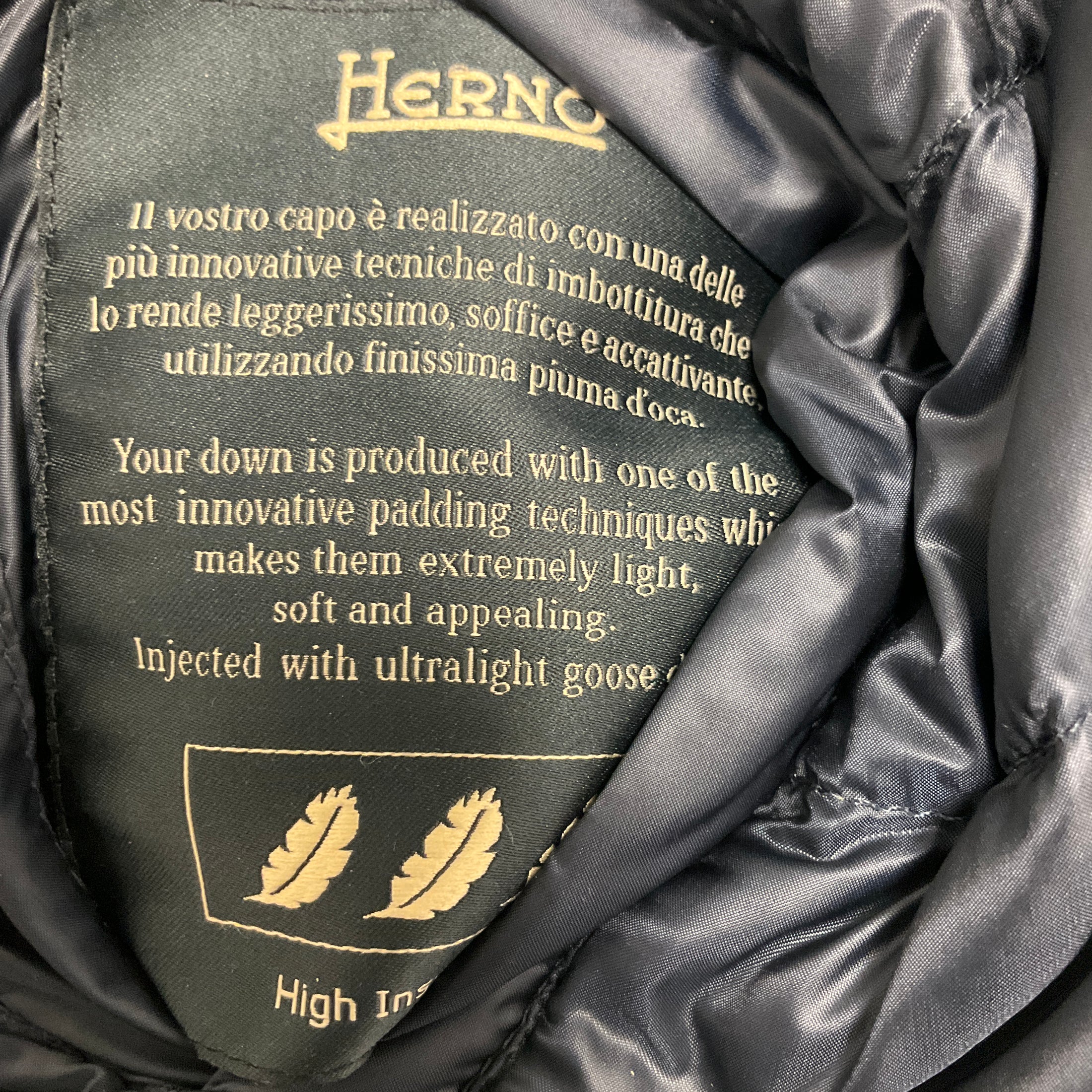 Herno Navy Blue / Brown Reversible Zip Front Lightweight Puffer Jacket