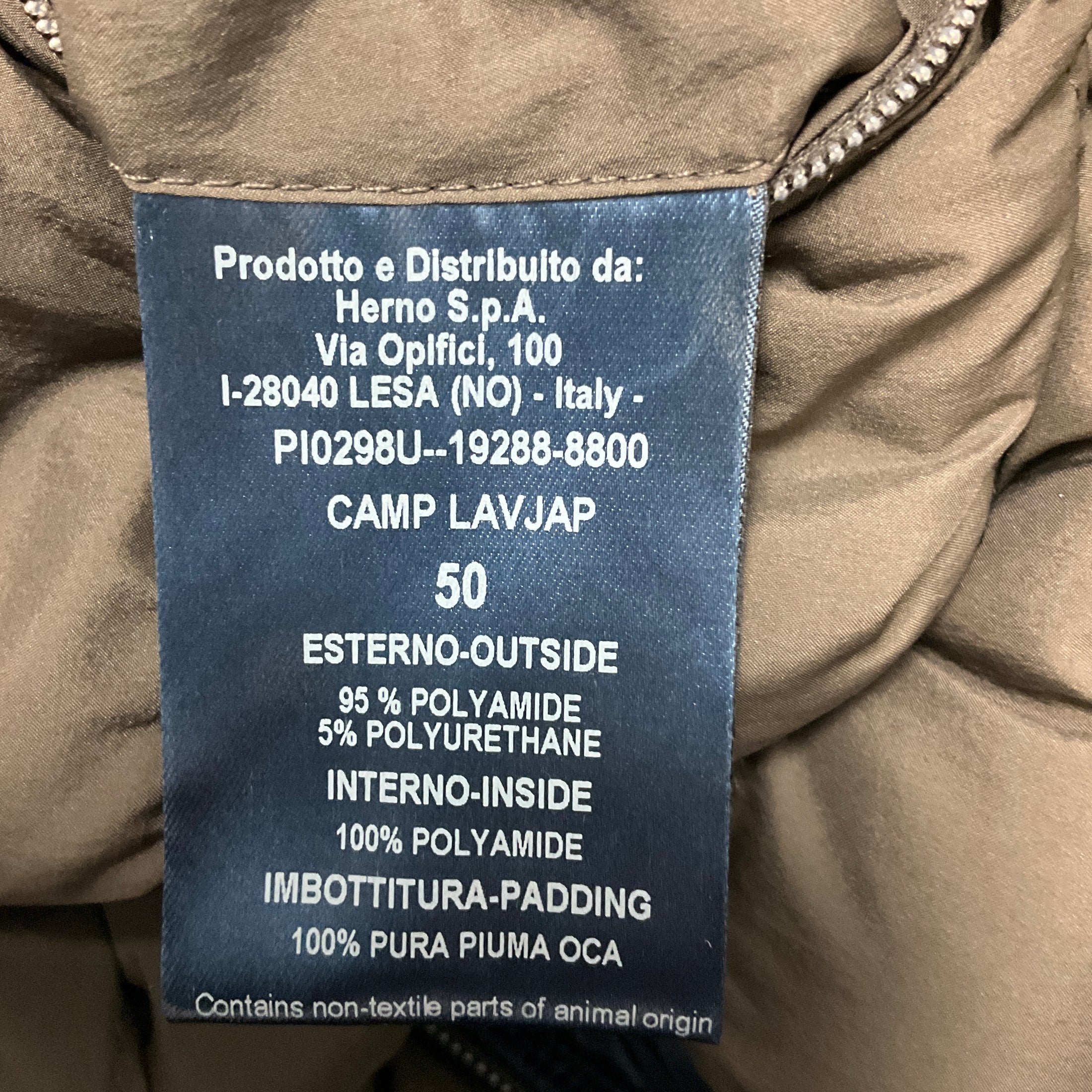 Herno Navy Blue / Brown Reversible Zip Front Lightweight Puffer Jacket