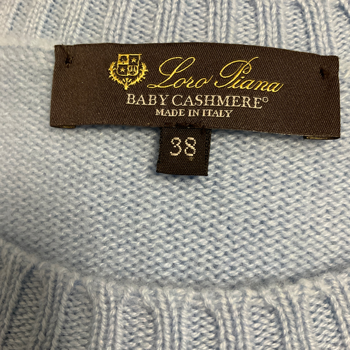 Loro Piana Light Blue Baby Cashmere Long Sleeved Crewneck Pullover Sweater
