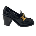 Load image into Gallery viewer, Prada Black Woven Leather Loafer Pumps with Gold Hardware
