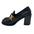 Load image into Gallery viewer, Prada Black Woven Leather Loafer Pumps with Gold Hardware
