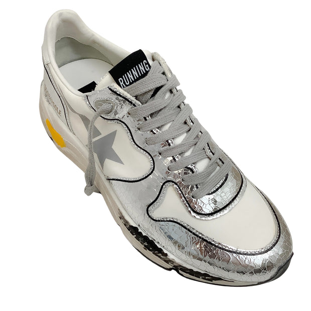 Golden Goode Golden Goose Deluxe Brand Crackled Silver / White Serigraph Star Sneakers