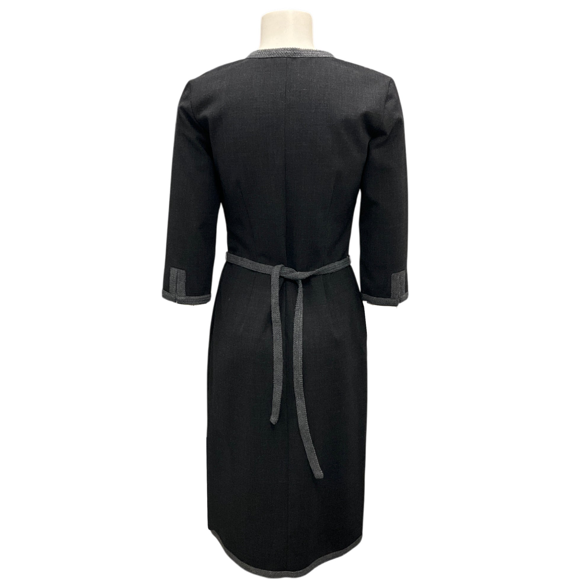 Moschino Jeans Charcoal Grey Belted Wool Dress