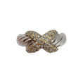 Load image into Gallery viewer, David Yurman 18K White Gold and Sterling X Ring with Diamonds
