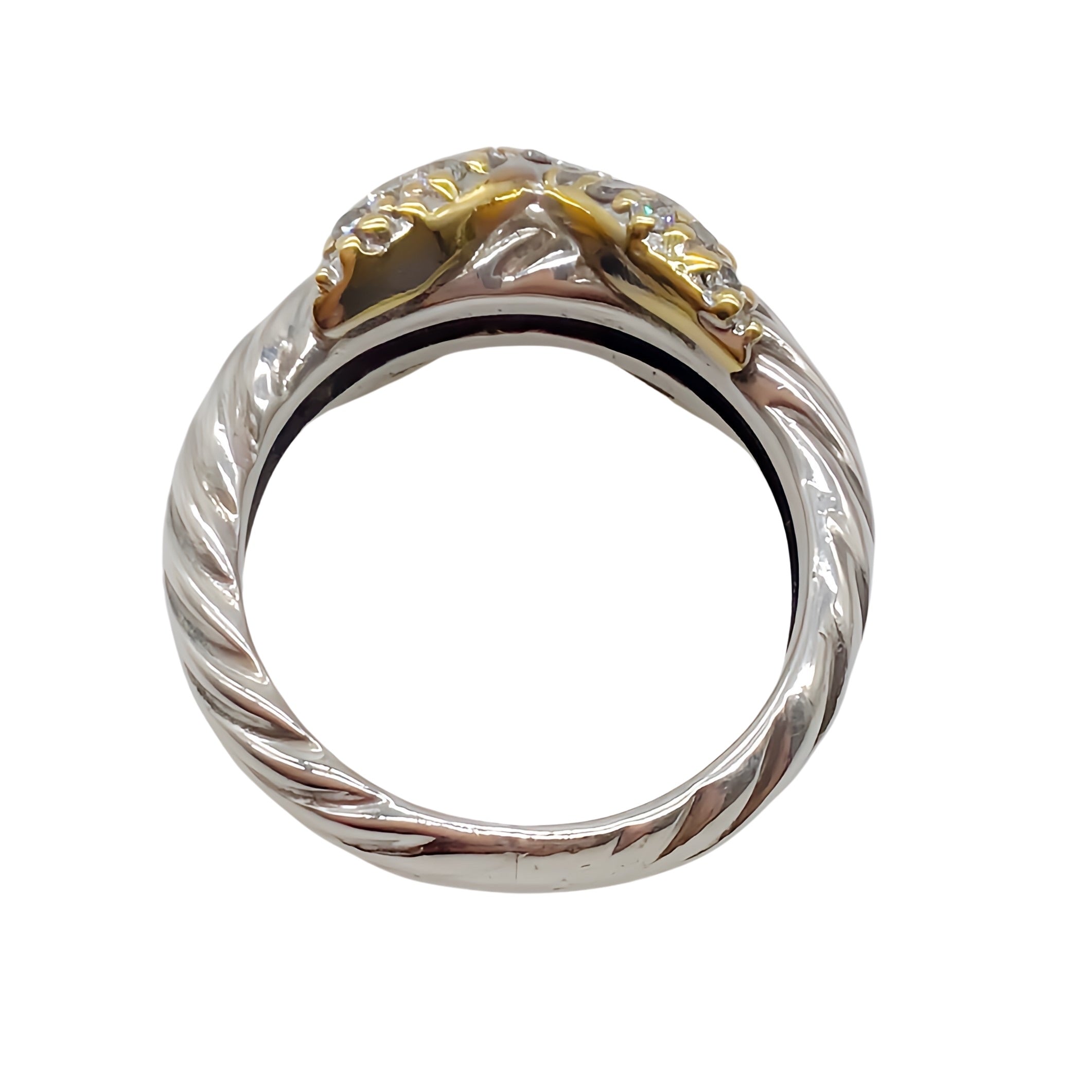 David Yurman 18K White Gold and Sterling X Ring with Diamonds