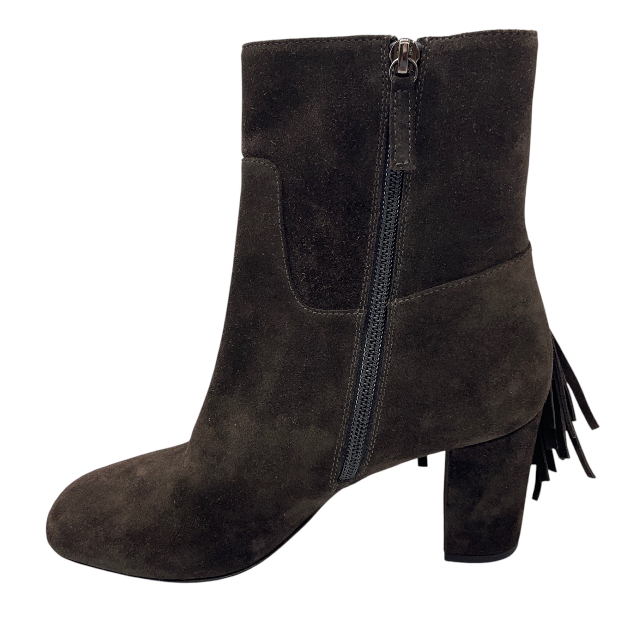 Longchamp Brown Fringed Suede Ankle Boots