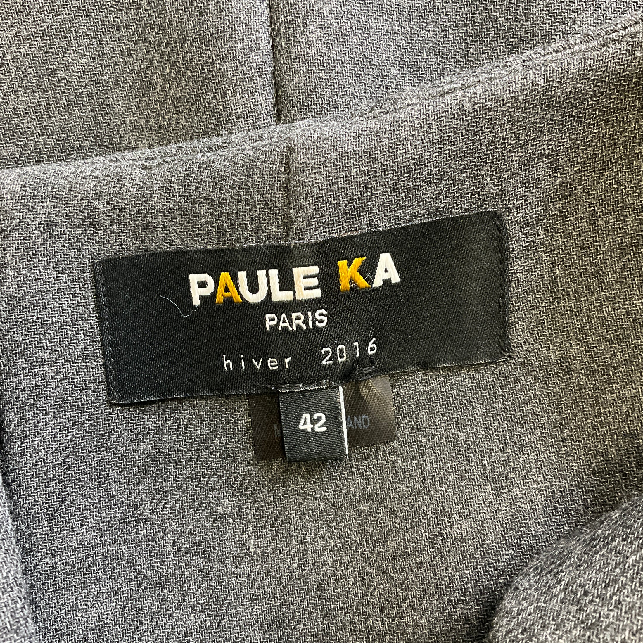 Paule Ka Charcoal Grey 2016 Flared Sleeveless Wool Dress