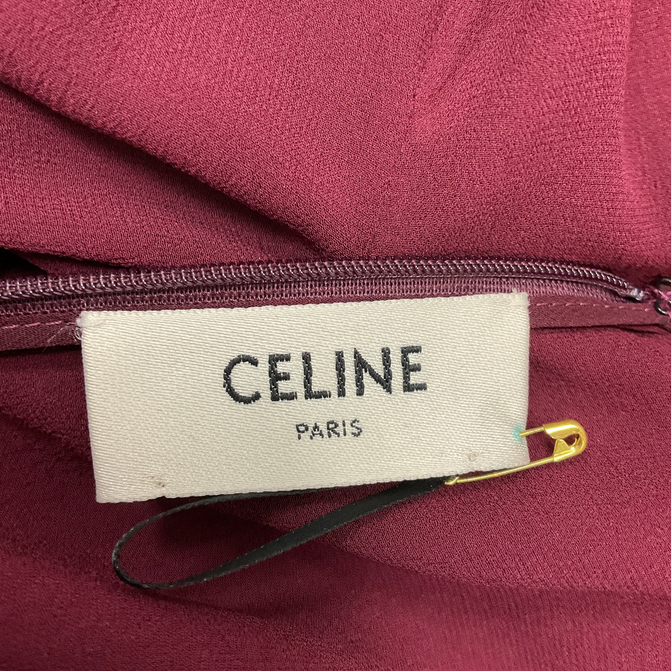 Celine Burgundy Draped Silk Georgette Cape Top