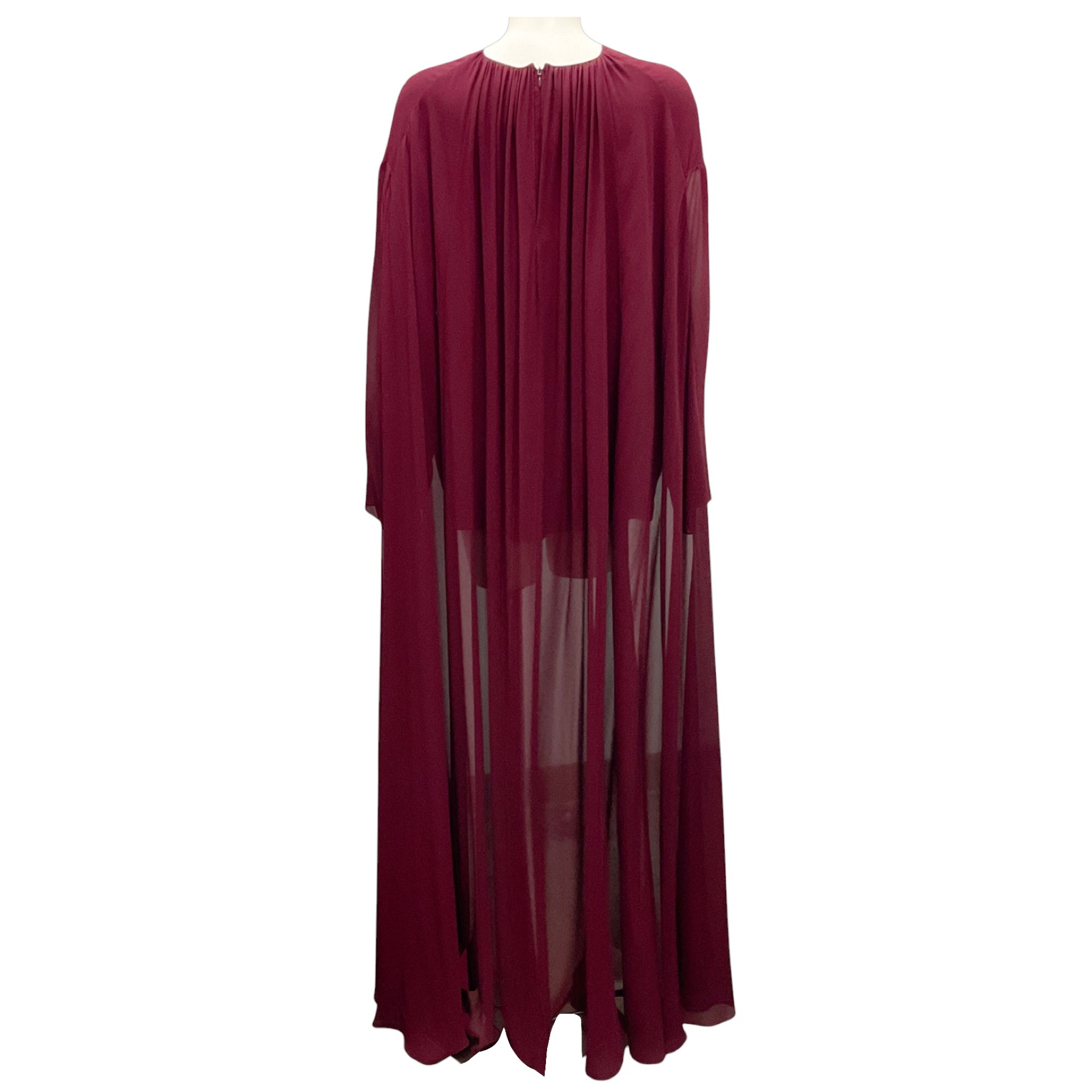 Celine Burgundy Draped Silk Georgette Cape Top