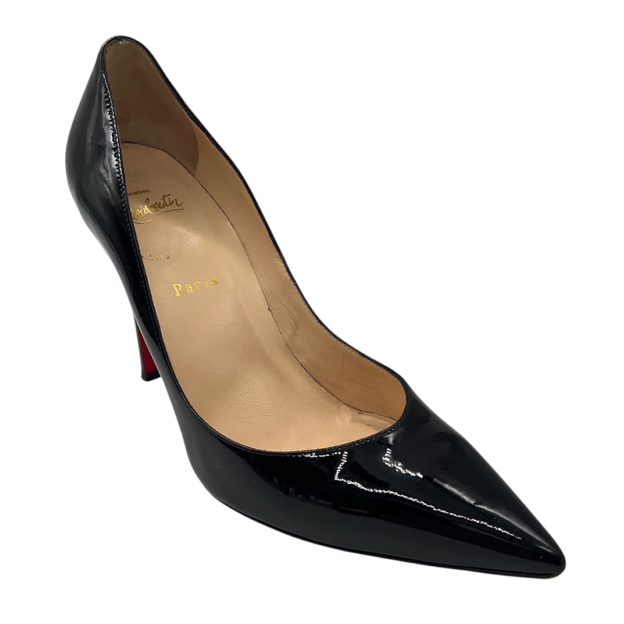 Christian Louboutin Black Classic Pointed Toe Patent Leather Pumps