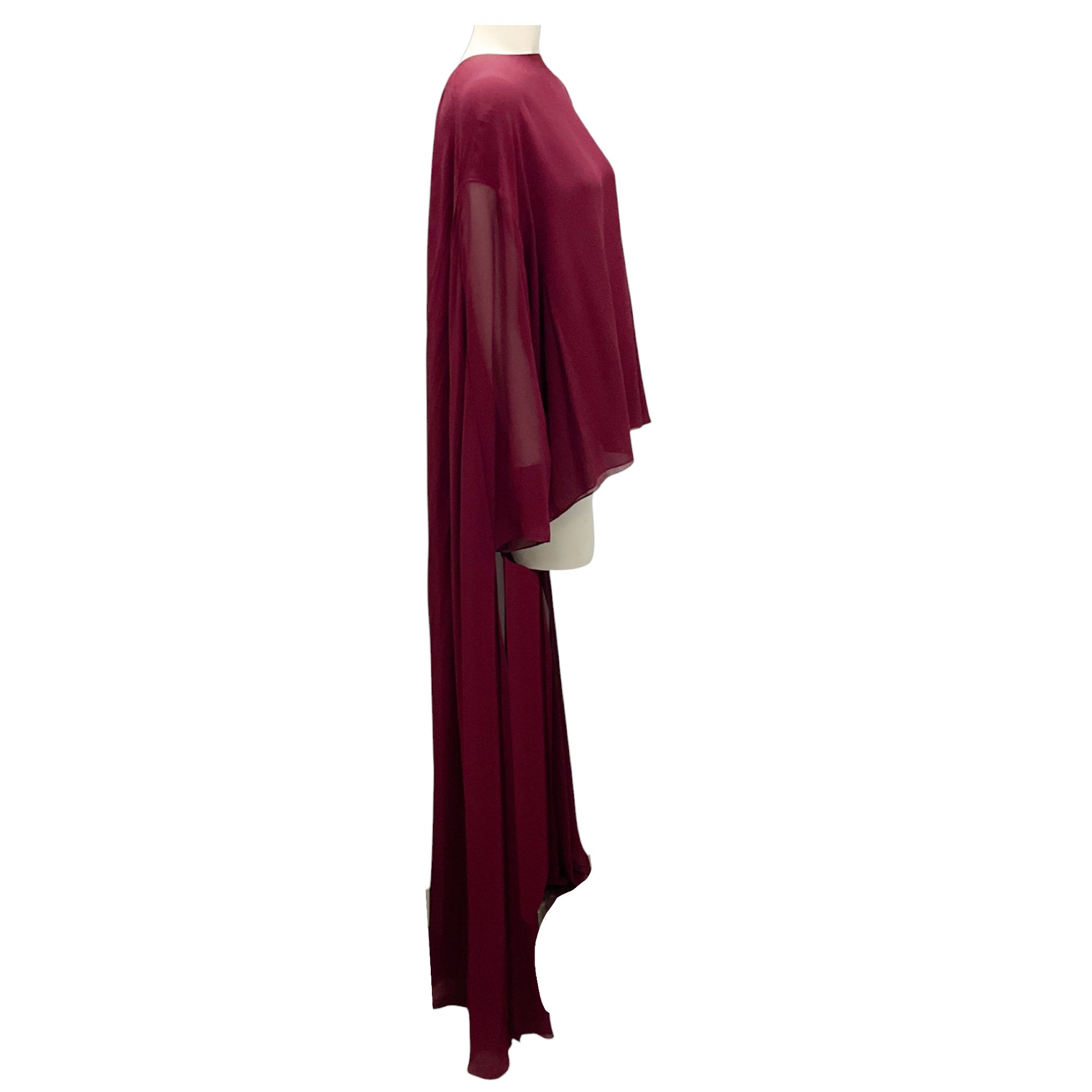 Celine Burgundy Draped Silk Georgette Cape Top