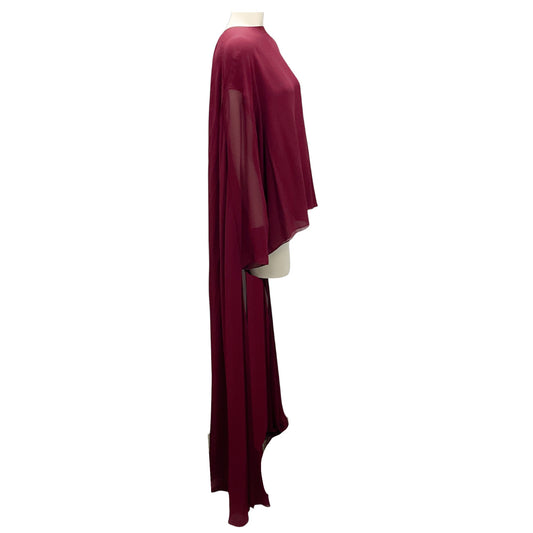 Celine Burgundy Draped Silk Georgette Cape Top