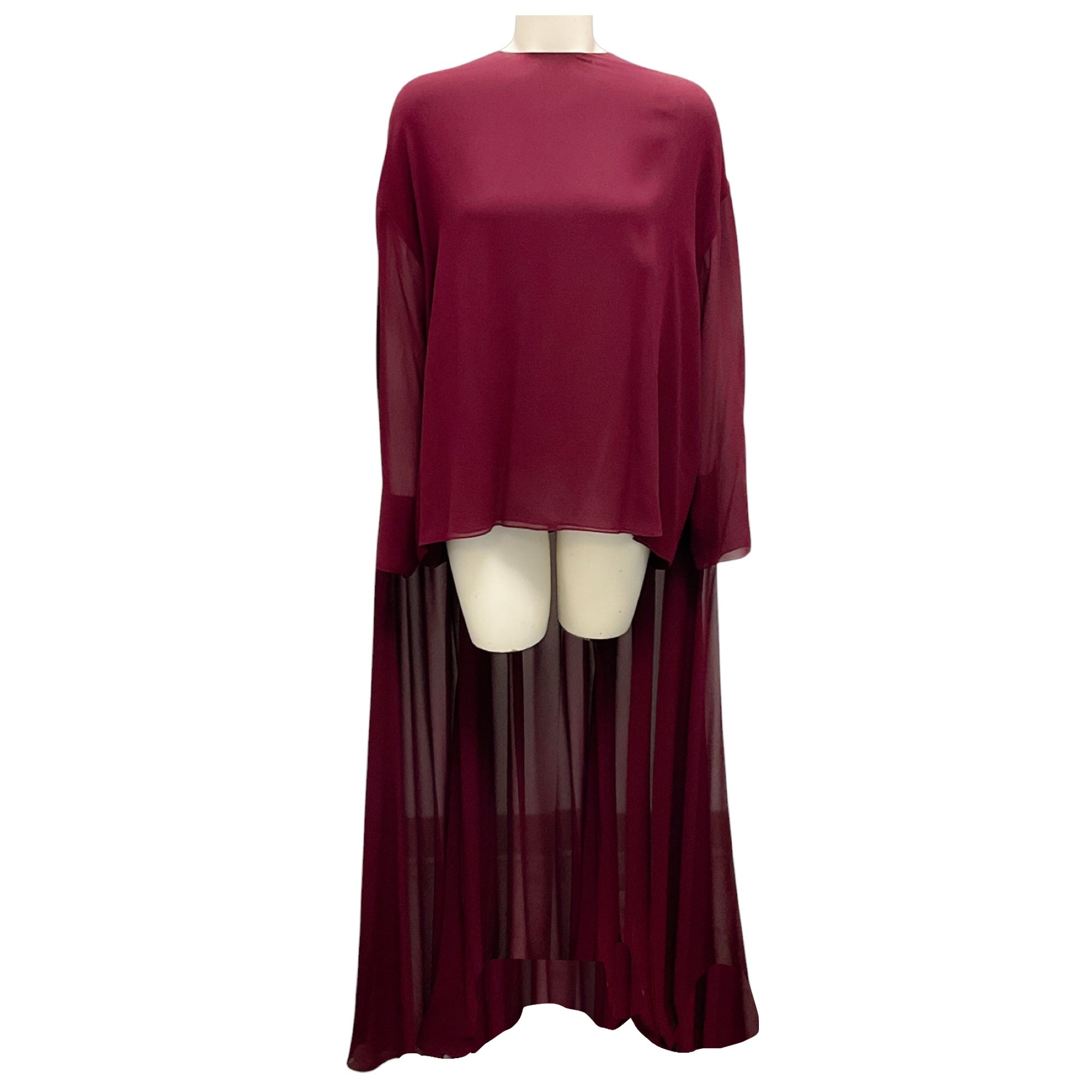 Celine Burgundy Draped Silk Georgette Cape Top