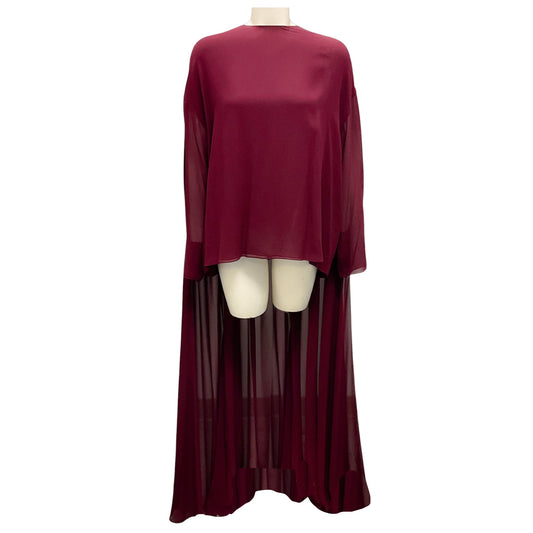 Celine Burgundy Draped Silk Georgette Cape Top