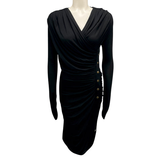 Derek Lam Black Ruched Long Sleeved Jersey Dress