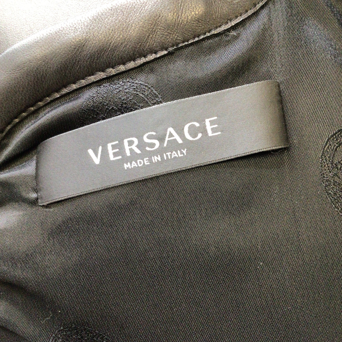Versace Black Lambskin Leather Mini Dress