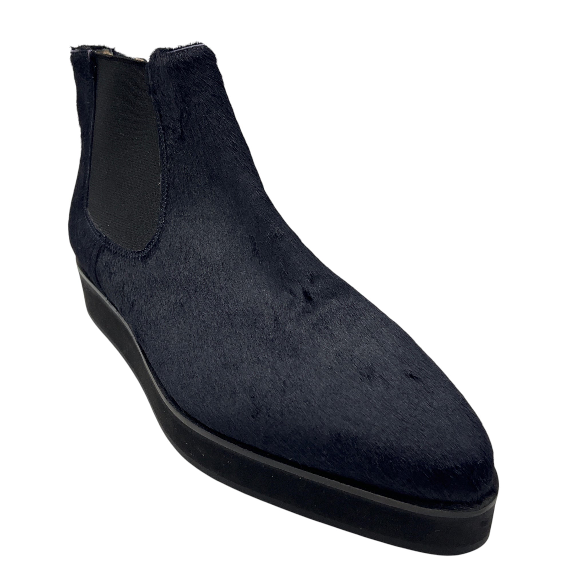 Fabiana Filippi Navy Blue Calf Hair Ankle Boots with Monili
