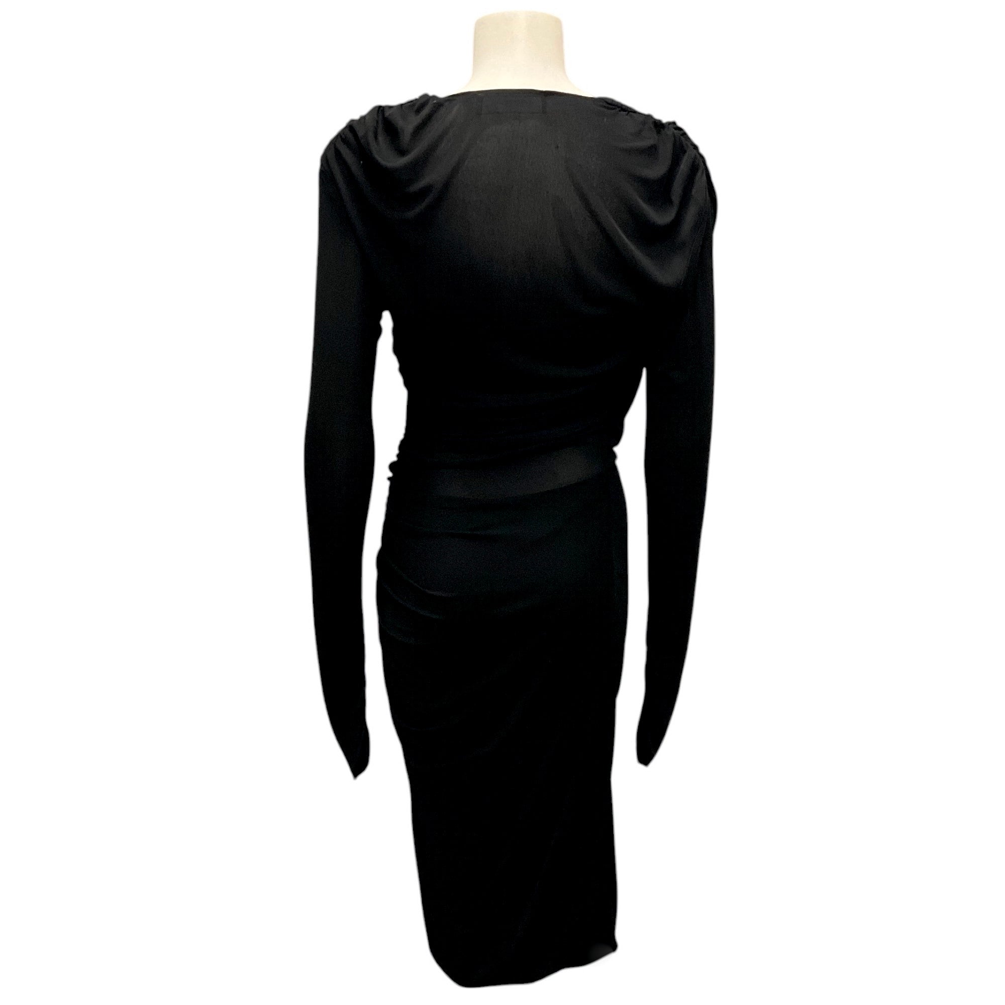 Derek Lam Black Ruched Long Sleeved Jersey Dress