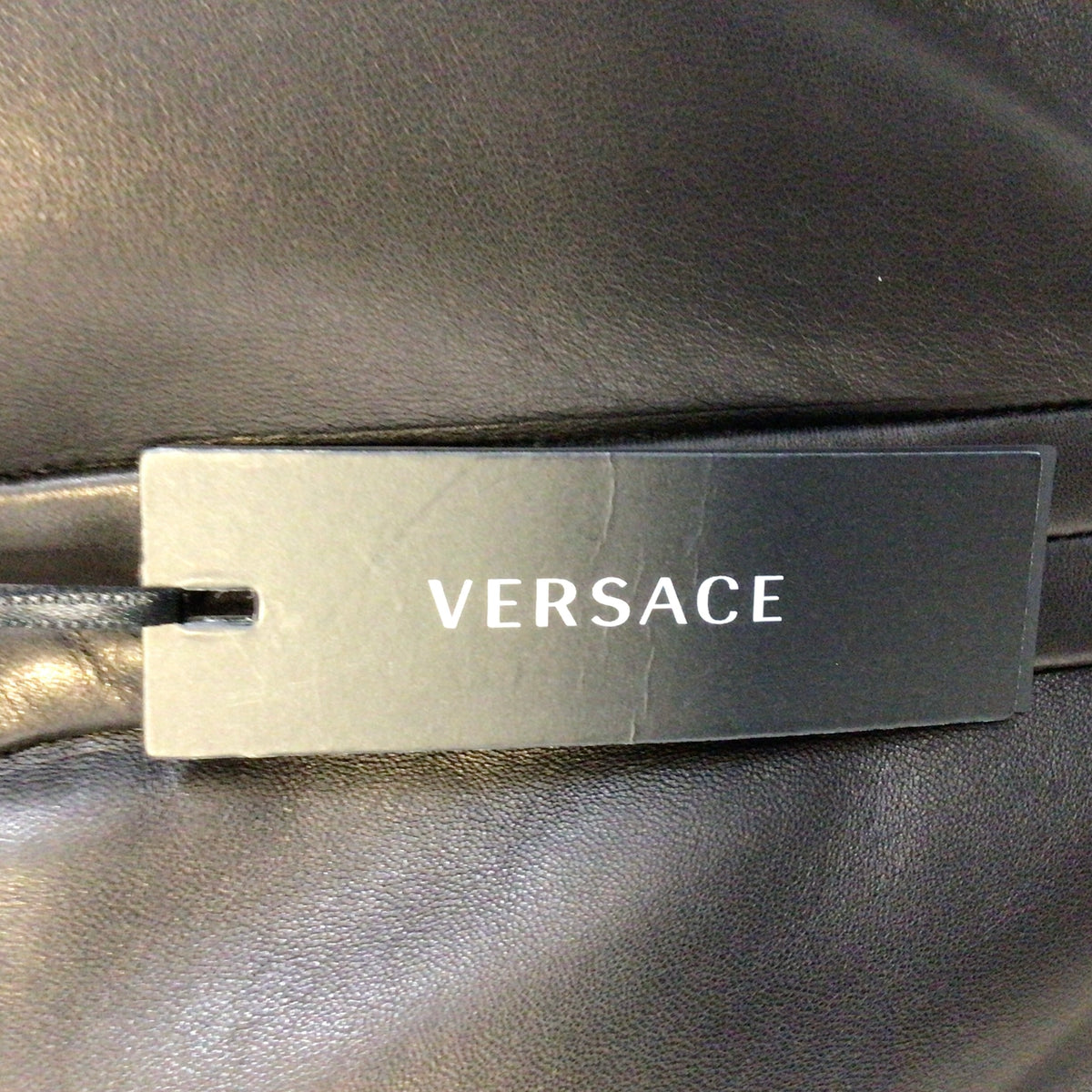 Versace Black Lambskin Leather Mini Dress