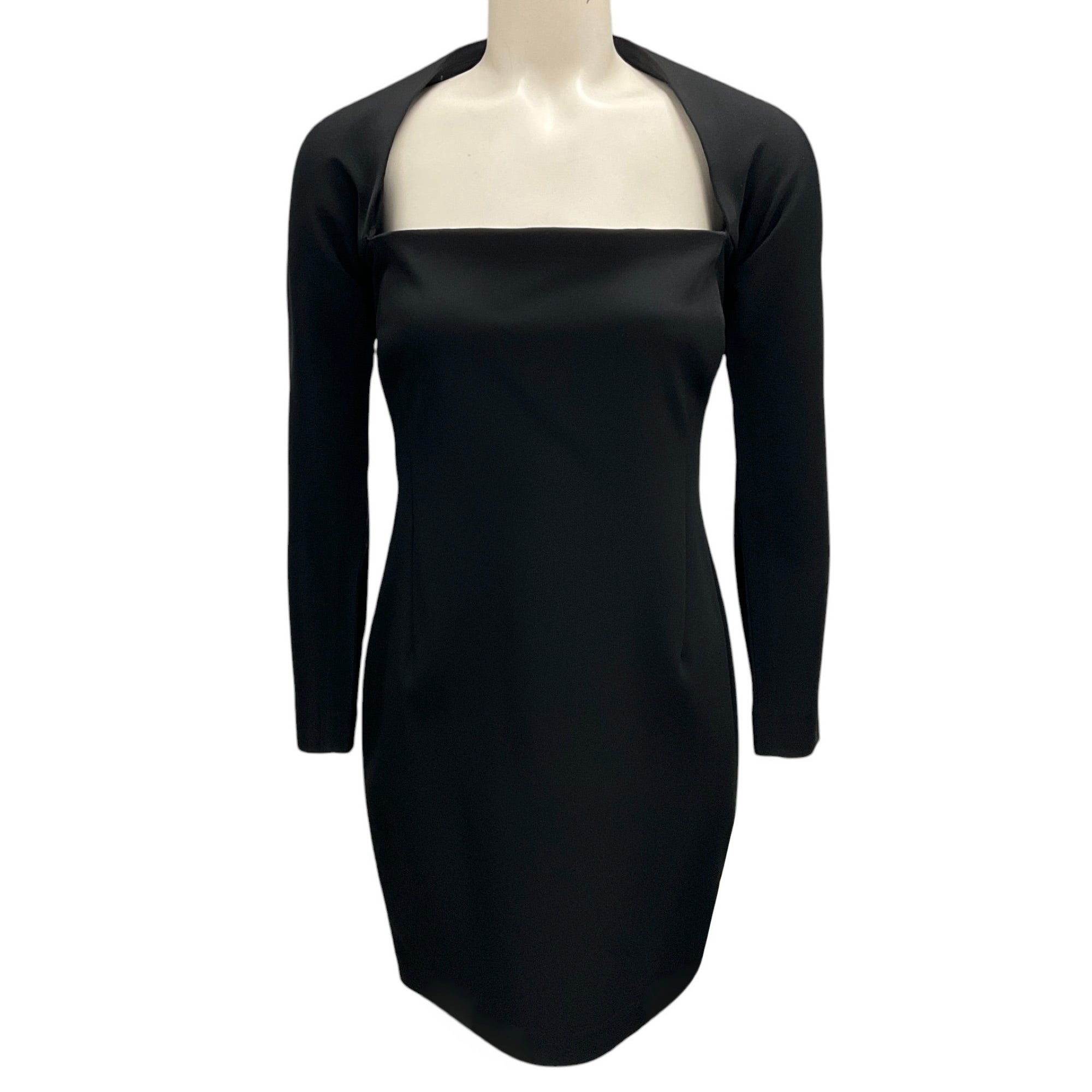 Donna Karan Signature Black Square Neck Techno Mini Dress