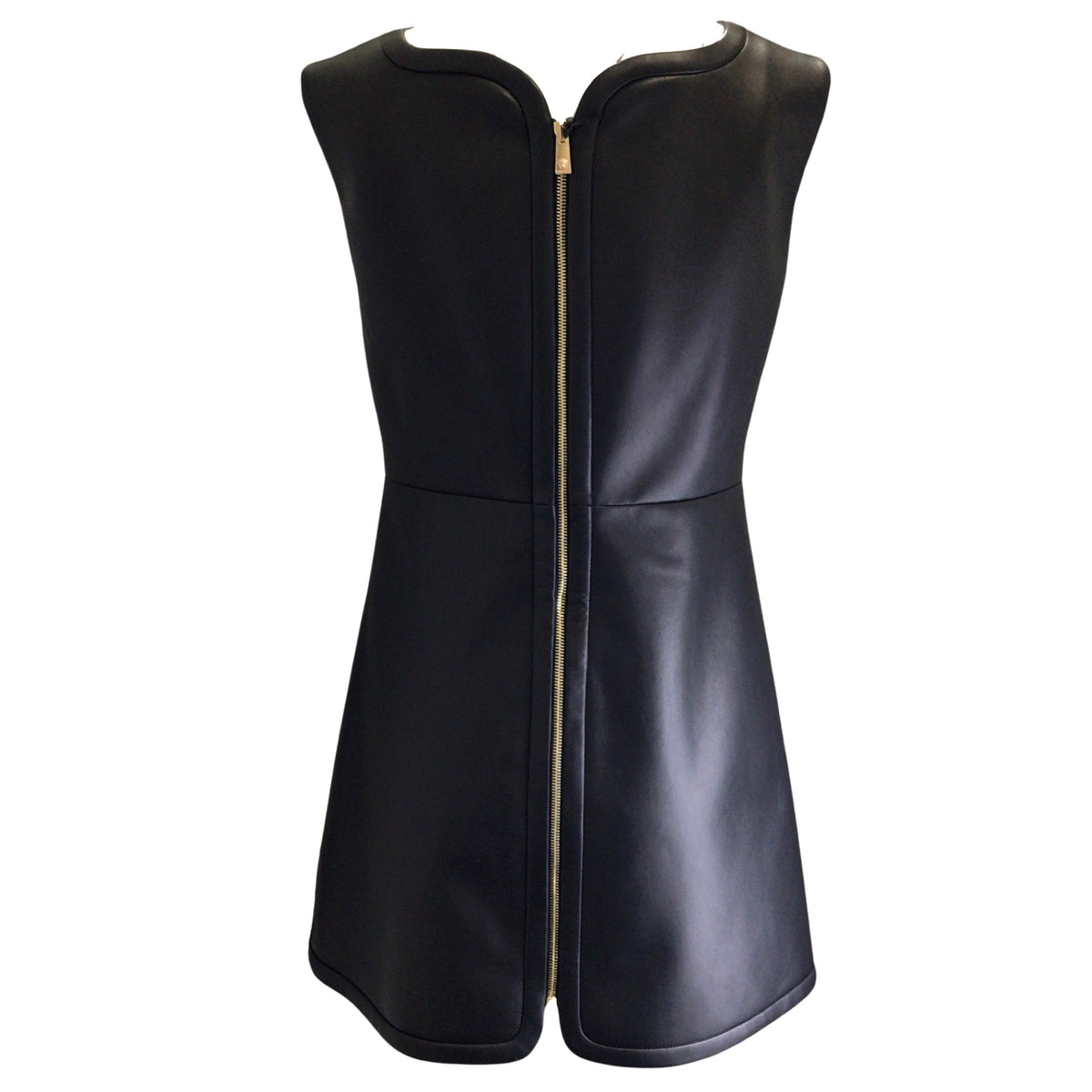 Versace Black Lambskin Leather Mini Dress