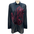 Load image into Gallery viewer, Akris Navy / Burgundy Embroidered Cotton Blouse
