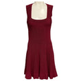 Load image into Gallery viewer, Alaia Burgundy Sleeveless Square Neck Flared Textured Knit Mini Dress
