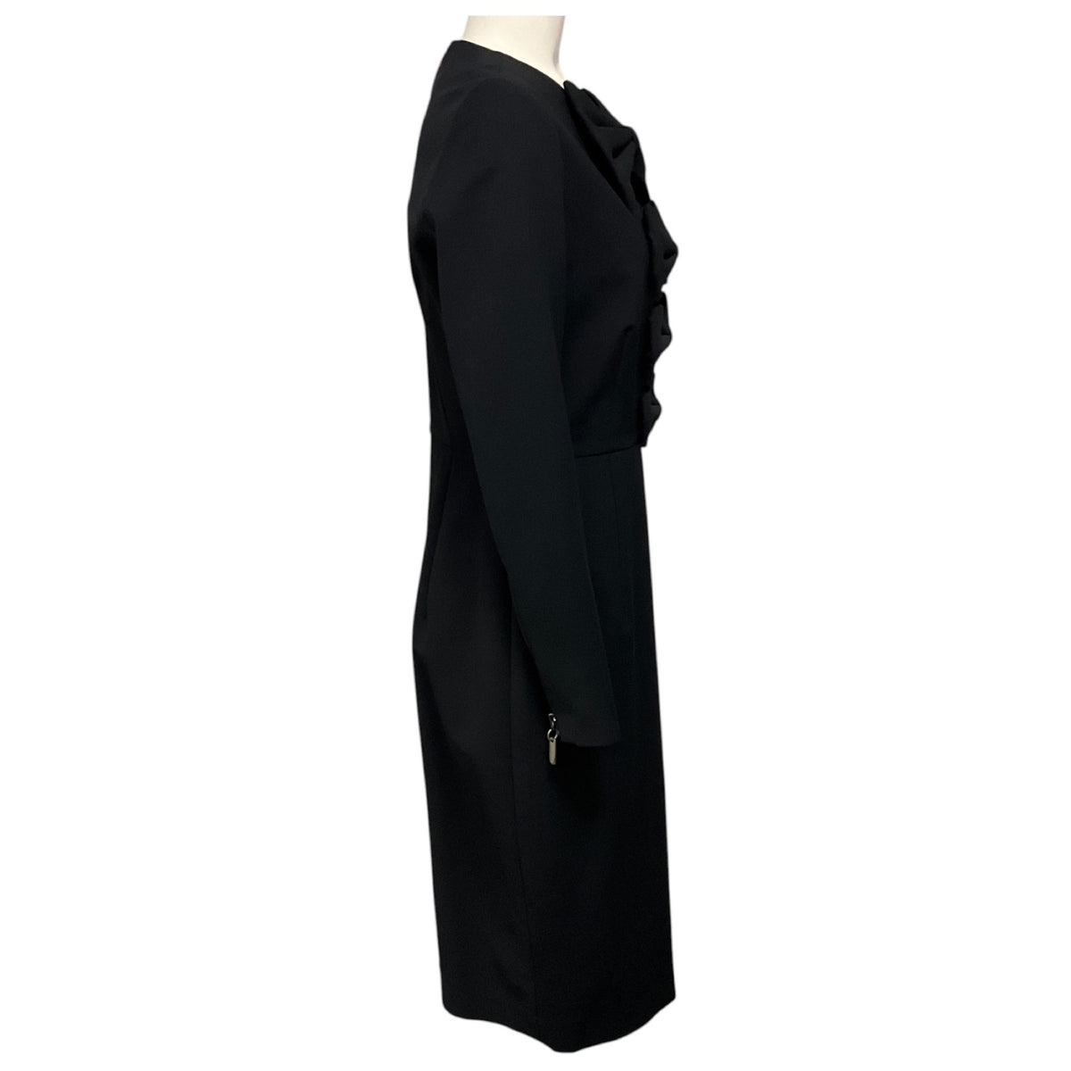 Thomas Wylde Black Long Sleeved Stretch Crepe Midi Dress with Bows