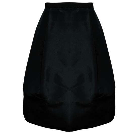 Oscar de la Renta Black Flared Silk Taffeta Skirt