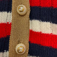 Load image into Gallery viewer, Gucci Red / White / Blue Striped Knit Cardigan Sweater with GG Logo Pearl Buttons
