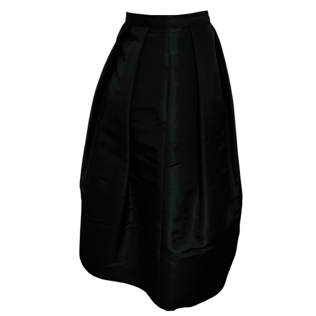 Oscar de la Renta Black Flared Silk Taffeta Skirt