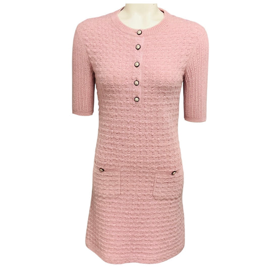 Chanel 2017 Pink Metallic Sparkle Knit Cosmopolite Lurex Tweed Dress
