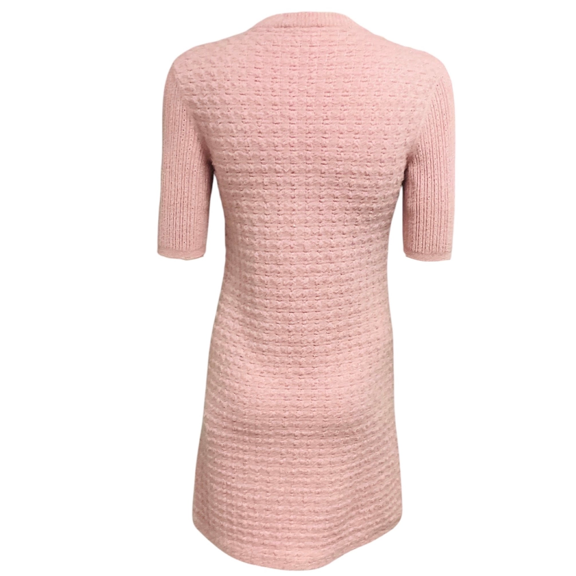 Chanel 2017 Pink Metallic Sparkle Knit Cosmopolite Lurex Tweed Dress