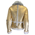 Load image into Gallery viewer, Sandy Liang Gold Metallic Lamb Shearling Moto Zip Biker Jacket
