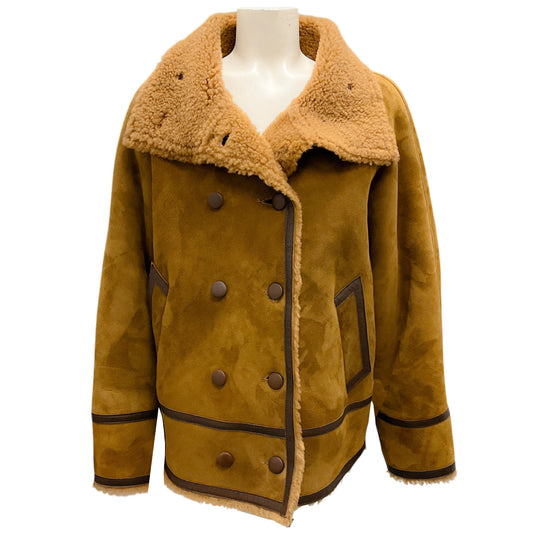 Sandro Tan Lamb Shearling Coat