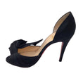 Load image into Gallery viewer, Christian Louboutin Black Bow Detail Satin Peep Toe Pumps
