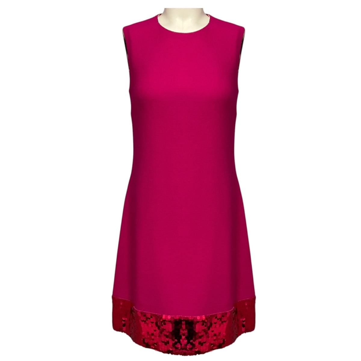 Dolce & Gabbana Pink Sequined Sleeveless Round Neck Pencil Dress