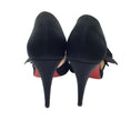 Load image into Gallery viewer, Christian Louboutin Black Bow Detail Satin Peep Toe Pumps
